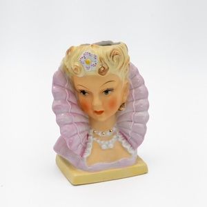 Vintage Ucagco Ruffle Collar Blonde Lady Head Vase